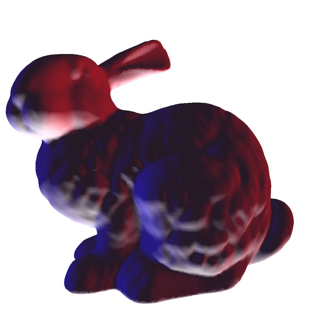 A 3D render of the Stanford bunny rendered using my custom from-scratch rasterizer, 'plaster'. Maybe I'll make a blog post on it :-).